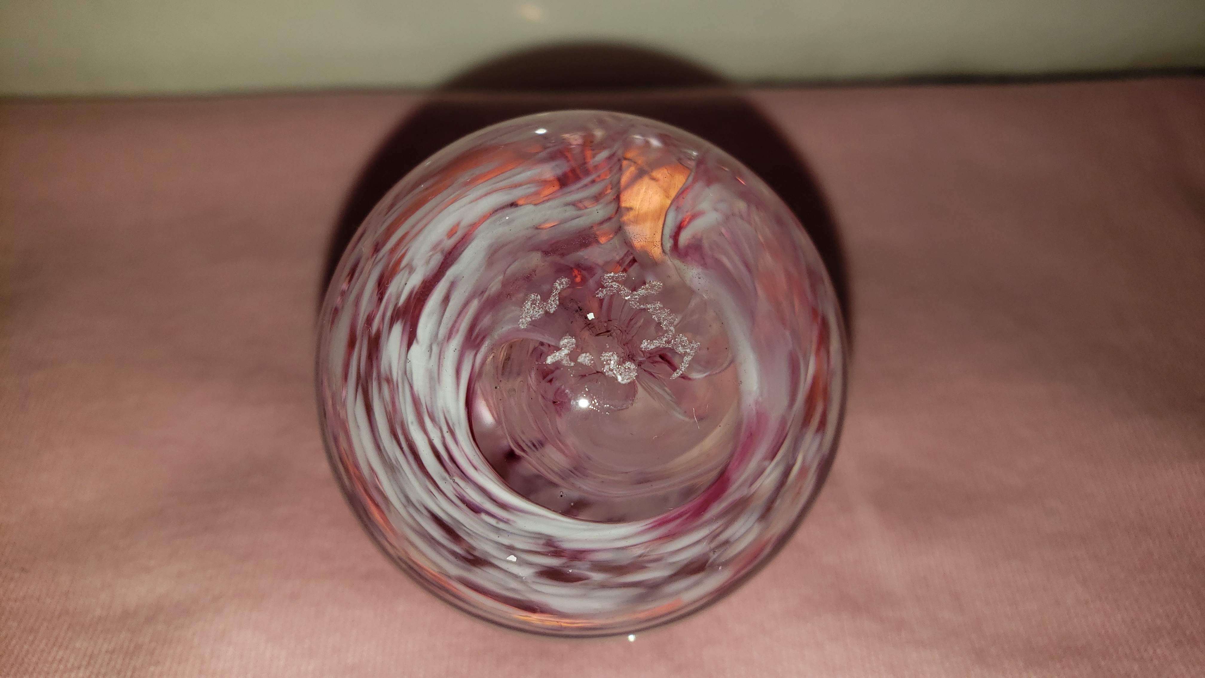 Glass Heart Paperweight Swirled Pink - by David Salazar