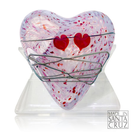 david salazar art glass paper weight heart