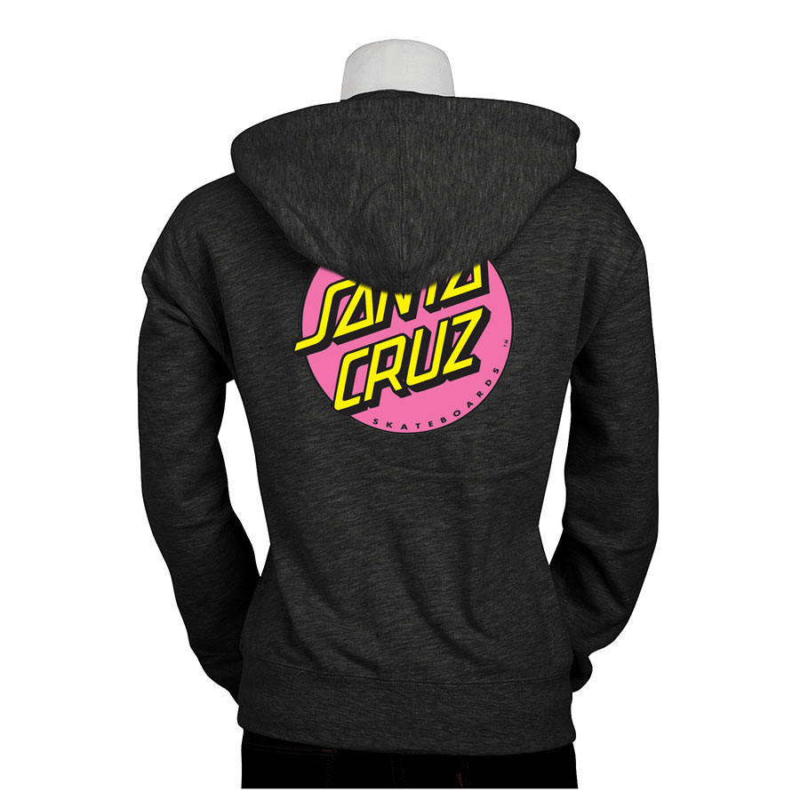 Women's (JR) Santa Cruz Pink Dot Zip Sweatshirt (Charcoal Heather)