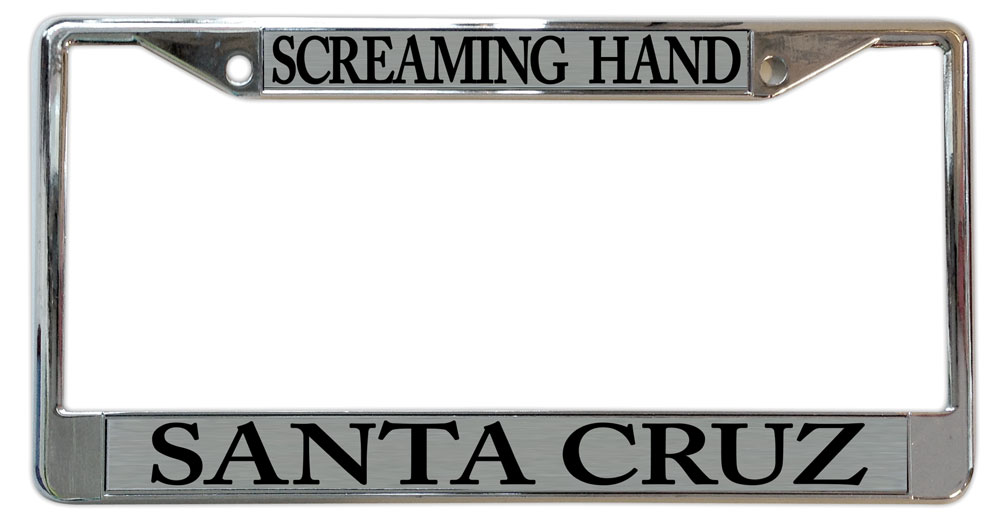 screaming hand santa cruz license plate frame