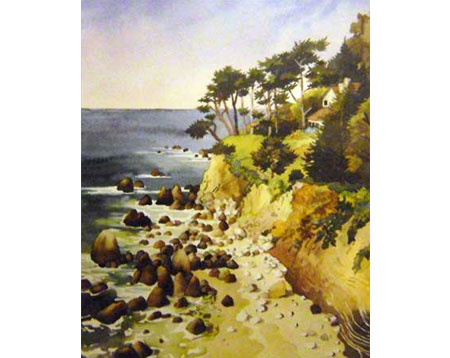  Marie Gabrielle Pacific Rocks with House Print Unframed 10x12