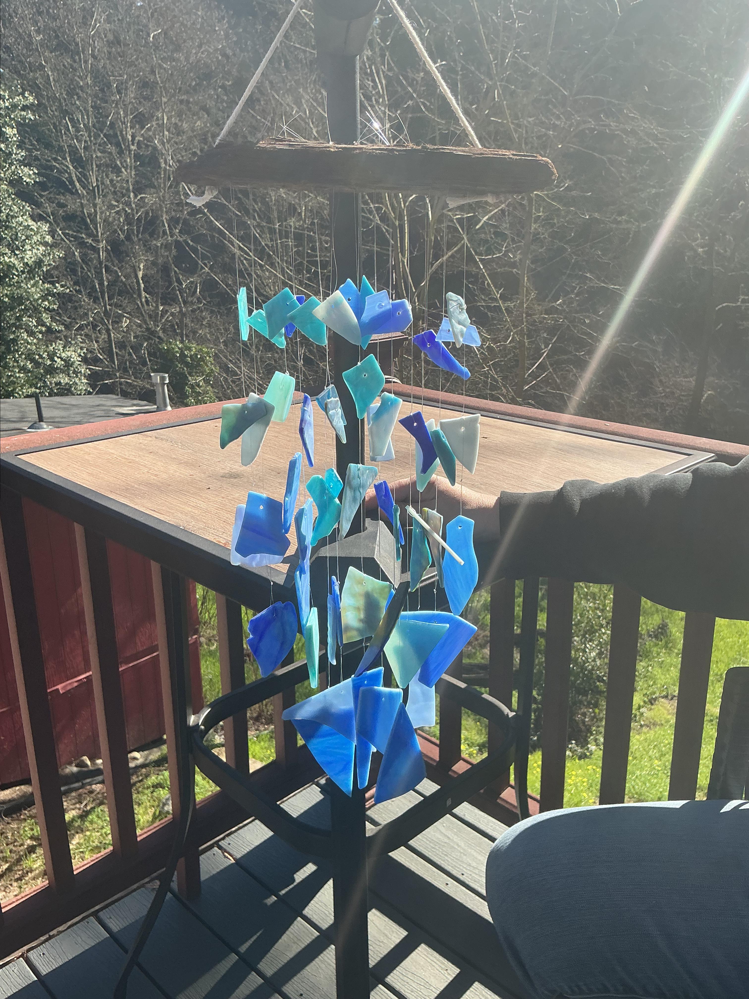 Wind Chimes recycled glass blue and greens Size & Fit Guide