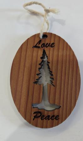 Ornament Redwood Peace Tree Oval