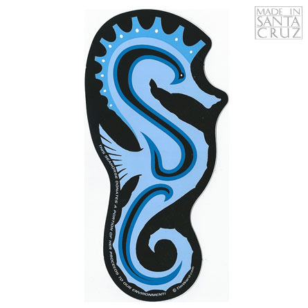 Decal Seahorse (Blue) Santa Cruz Sticker - by Tim Ward