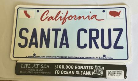 Decal License Plate California/ Santa Cruz  By: Tim Ward