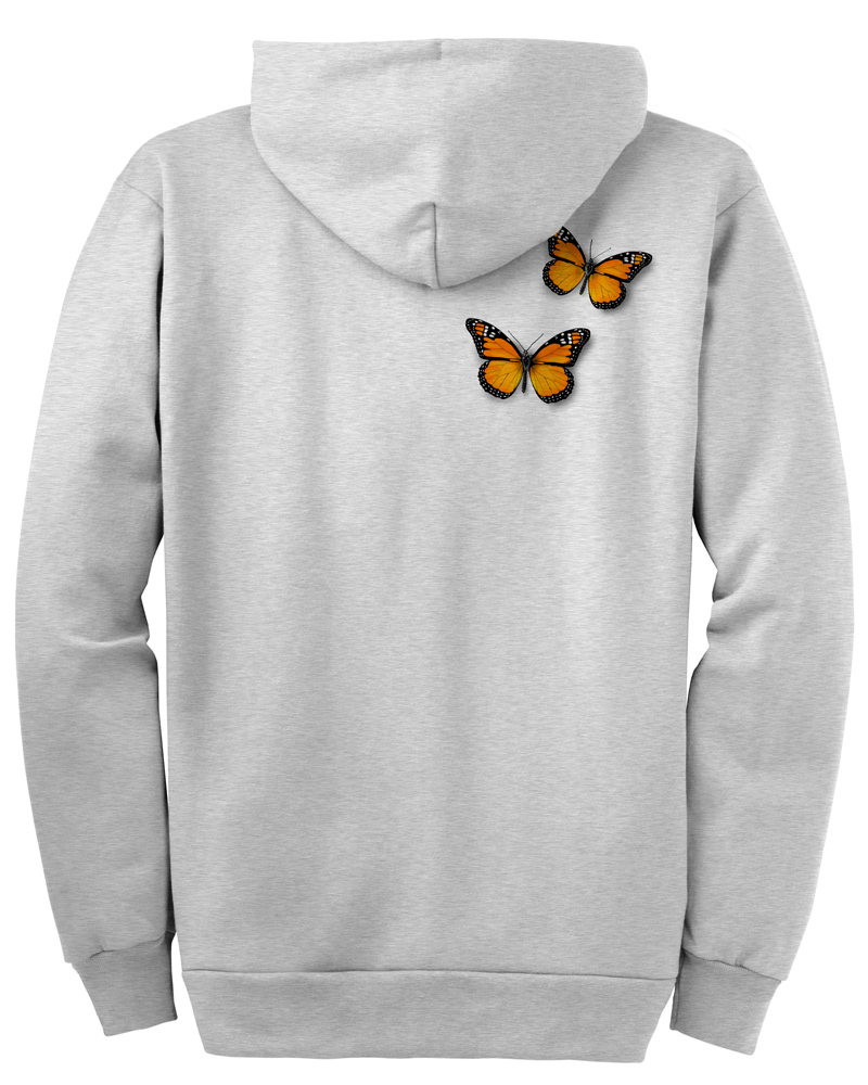 Womens Sweatshirt Zip Monarch Butterfly