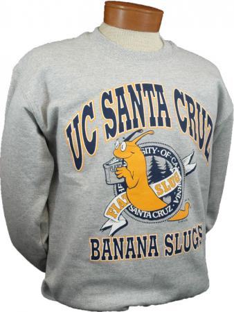 Mens Sweatshirt Crewneck UCSC Fiat Banana Slugs + FREE DECAL