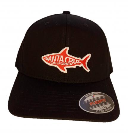 Life At Sea Hat - Adult Hat Flexfit (Black) - Santa Cruz Shark - Life At Sea art by Tim Ward