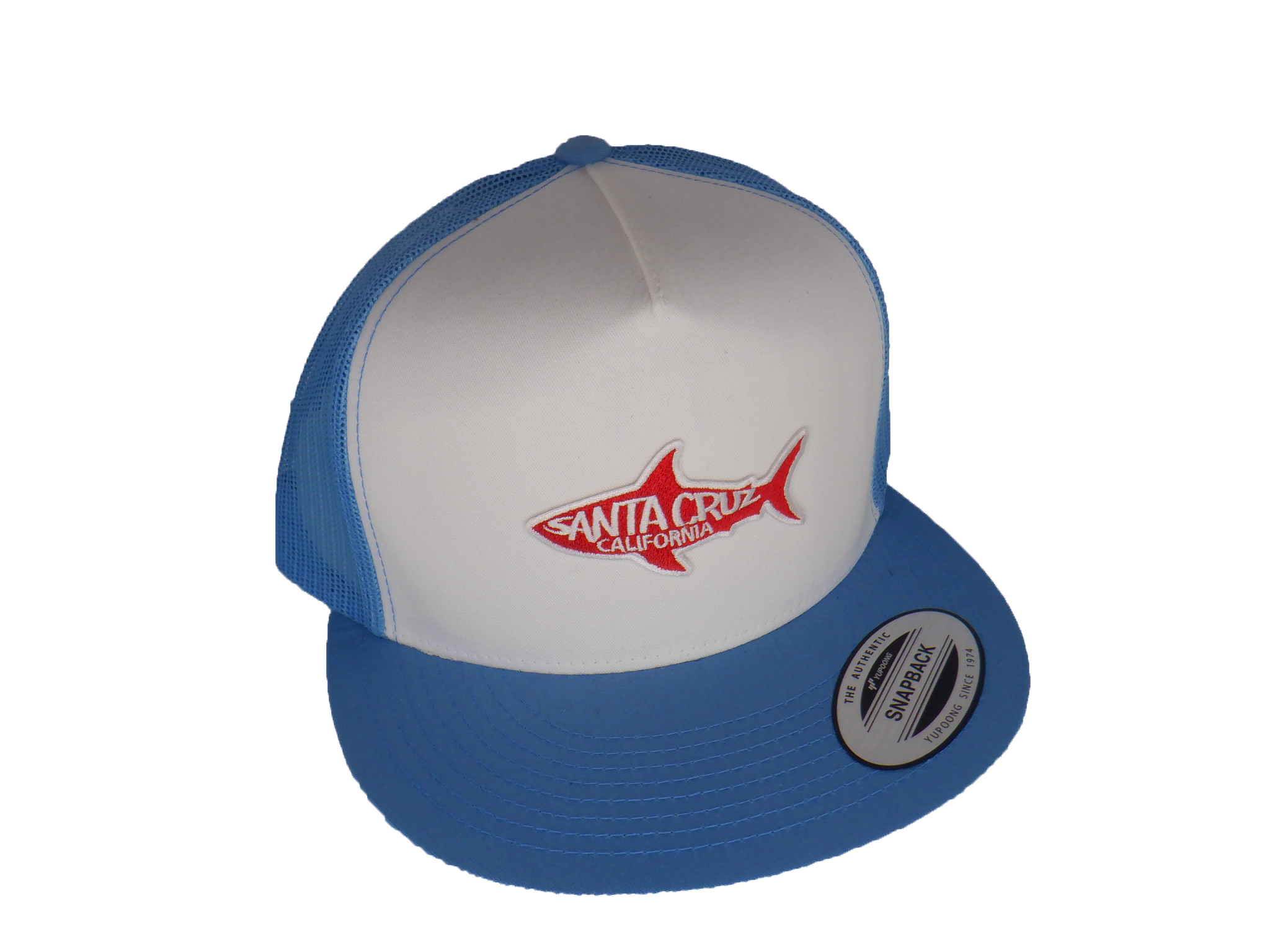 Hat Santa Cruz Shark Light Blue White Trucker by Tim Ward