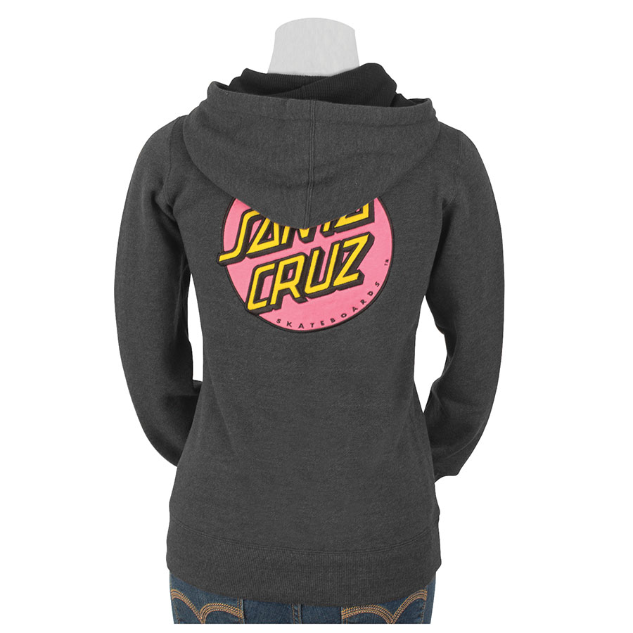 Women's (JR) Santa Cruz Pink Dot Thermal Zip Sweatshirt (Charcoal Heather)