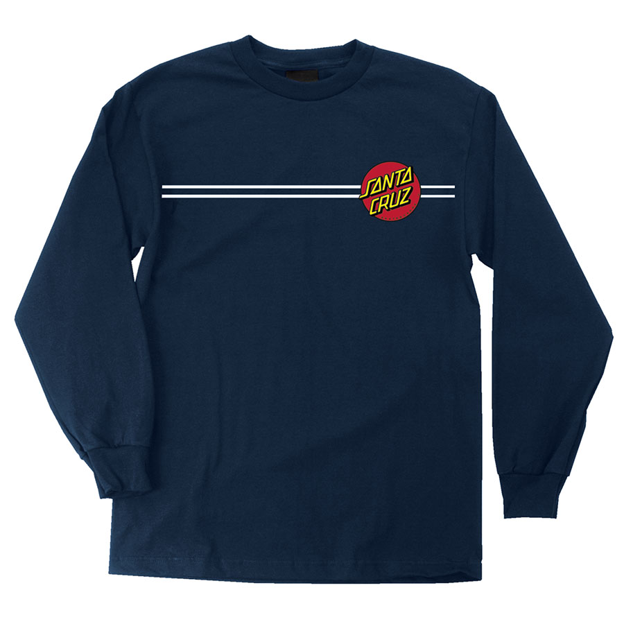 Mens T shirt Long Sleeve Santa Cruz Classic Dot Navy