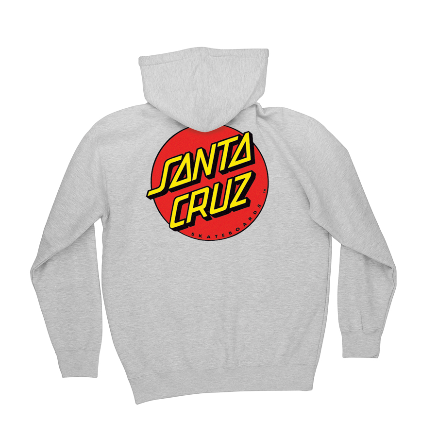 Mens Sweatshirt Zip Santa Cruz Classic Dot (Heather Grey)