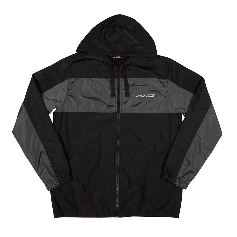 Mens Santa Cruz Heavy Windbreaker (Black W/ Grey)